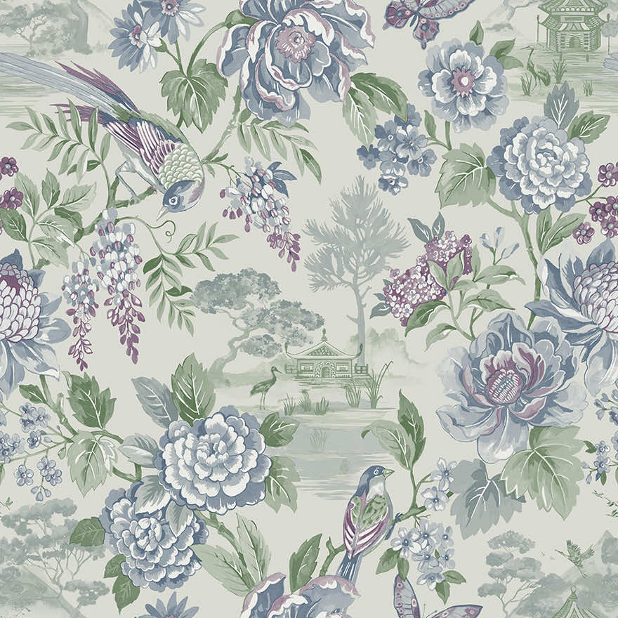 Hana Wallpaper - Blue - Holden Décor - 91832 - Premier Wallcovering