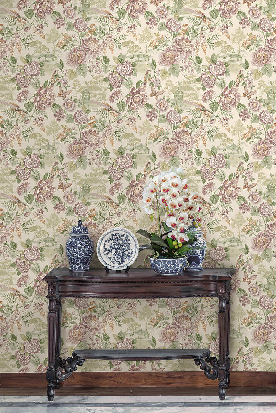 Hana Wallpaper - Green / Cream - Holden Décor - 91830 - Premier Wallcovering