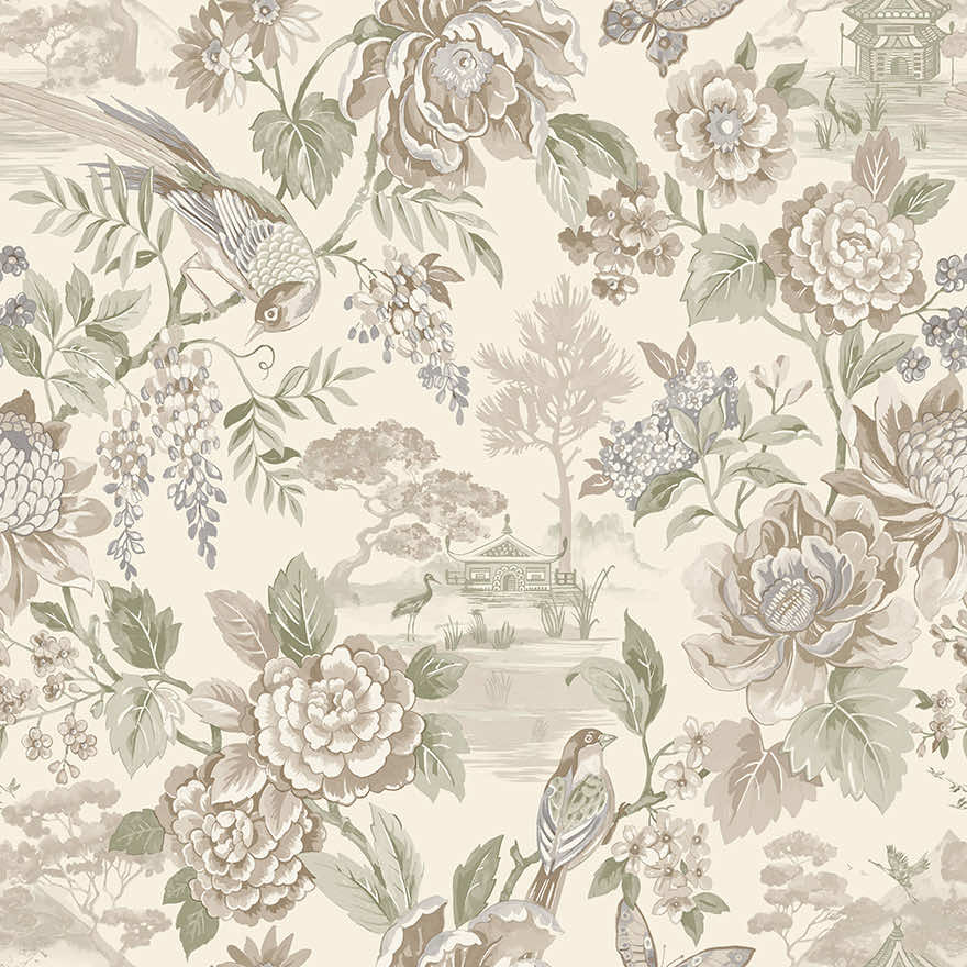 Hana Wallpaper - Cream - Holden Décor - 91833 - Premier Wallcovering