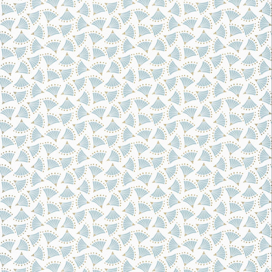 Hanami Origami Wallpaper - Bleu Clair/ Gold - Caselio - 100366100 - Premier Wallcovering