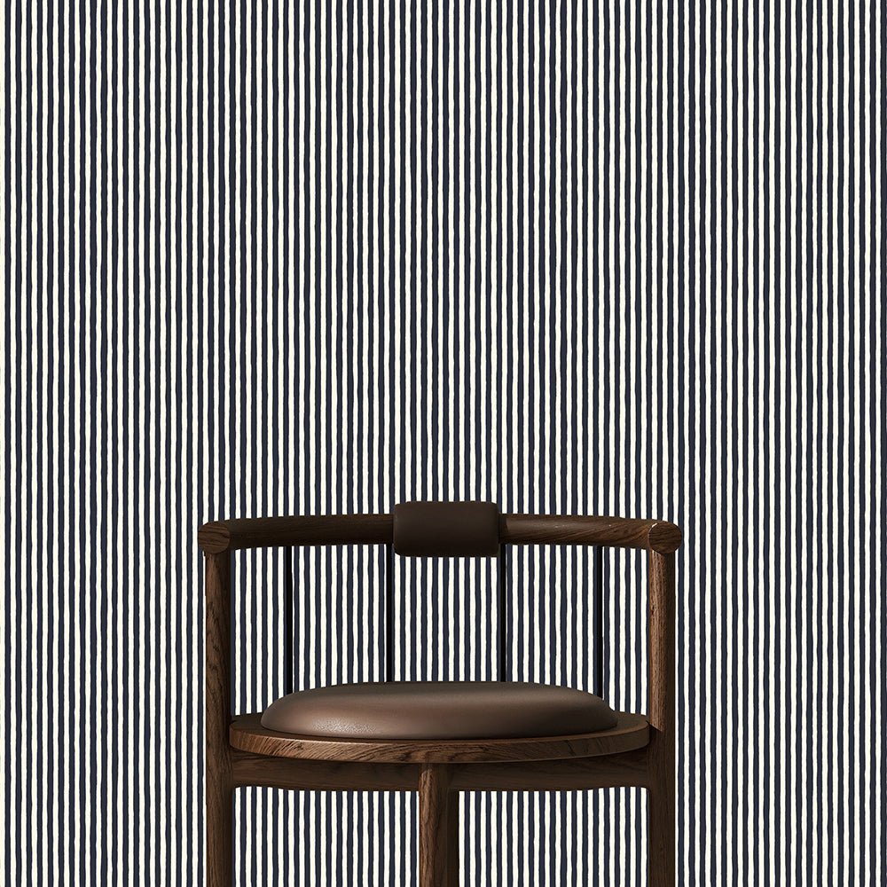Hand Painted Stripe Wallpaper - Petra - Clarke White - Josephine Munsey - HPS-033-017 - Premier Wallcovering