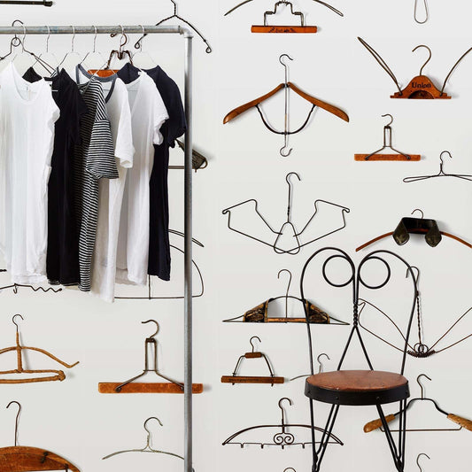 Hangers Wallpaper - White - NLXL - DRO - 02 - Premier Wallcovering