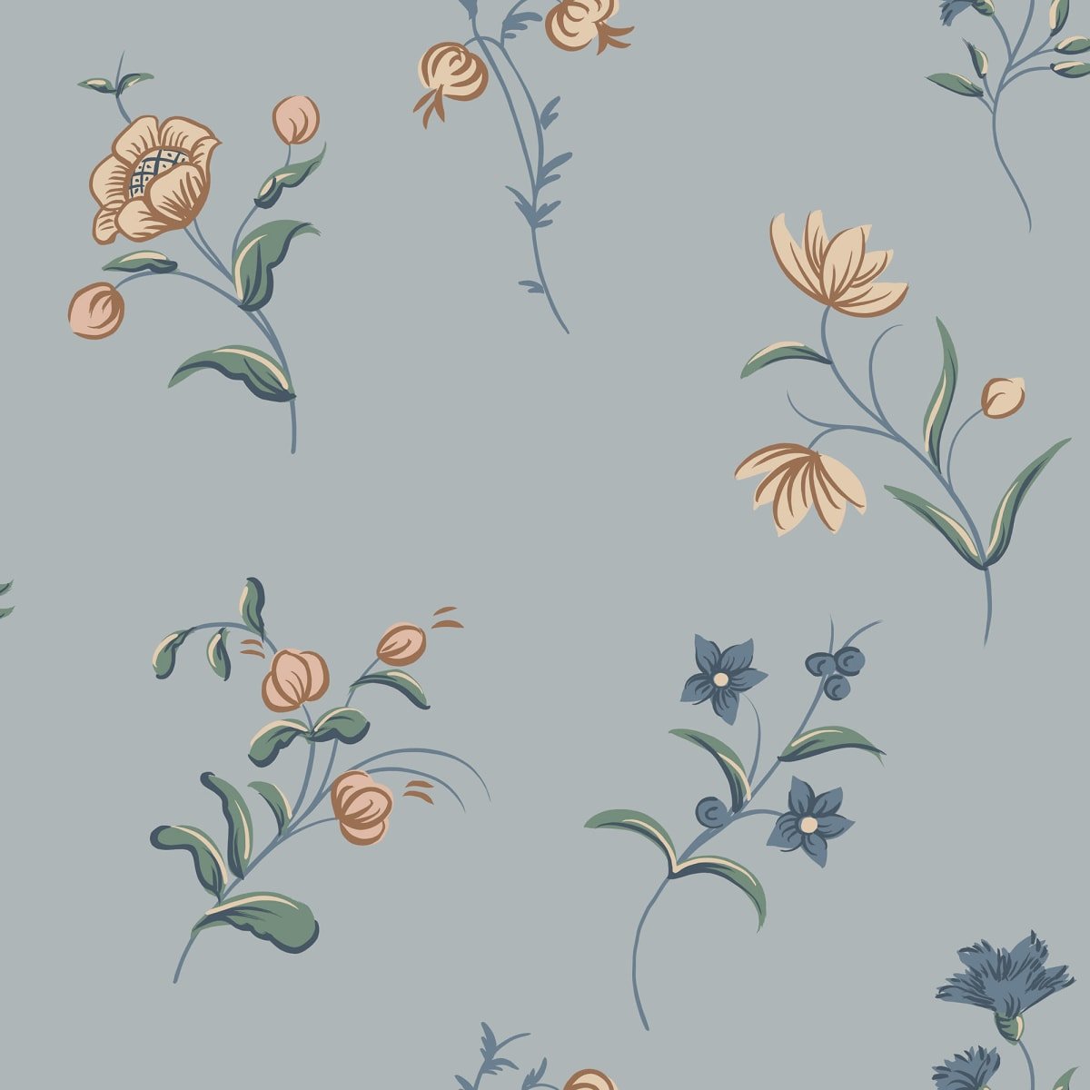 Hanna Wallpaper - Misty Blue - Sandberg - S10393 - Premier Wallcovering