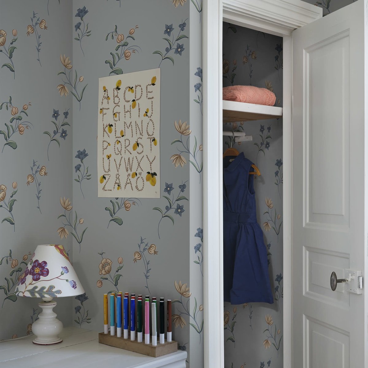 Hanna Wallpaper - Misty Blue - Sandberg - S10393 - Premier Wallcovering