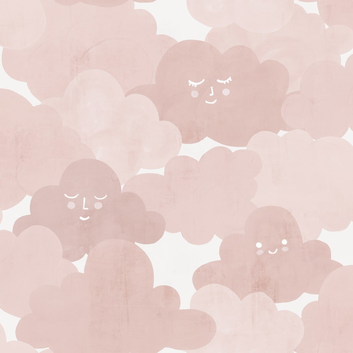 Happy Clouds Wallpaper - Pink - Rebel Walls - R18141 - Premier Wallcovering