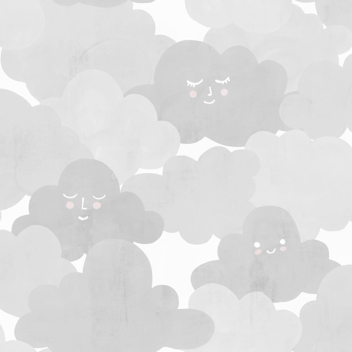 Happy Clouds Wallpaper - Graphite - Rebel Walls - R18143 - Premier Wallcovering