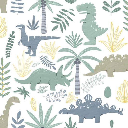 Happy Dinosaurs Wallpaper - Multi - Muriva - 577824 - Premier Wallcovering