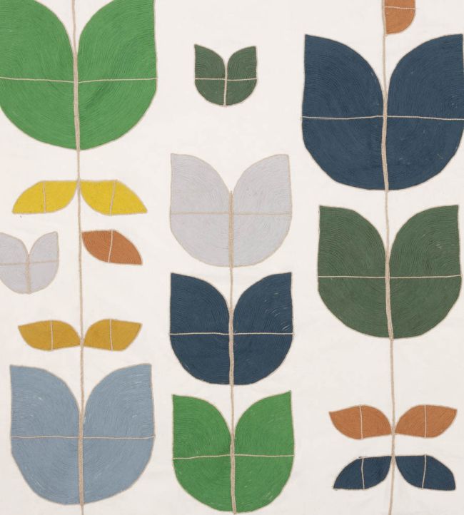 Happy Flowers Fabric - Dark Indigo - Christopher Farr Cloth - CFF234 - 02 - Premier Wallcovering