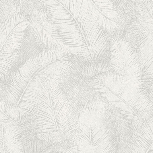 Happy Leaf Motif Wallpaper - White/Grey - Grandeco - A70201 - Premier Wallcovering