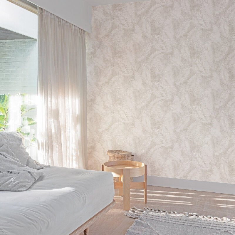 Happy Leaf Motif Wallpaper - Beige - Grandeco - A70202 - Premier Wallcovering