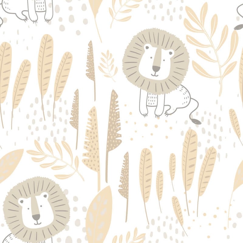 Happy Lion Wallpaper - Honey Mallow - Hoopla Walls - HWA1312W - Premier Wallcovering