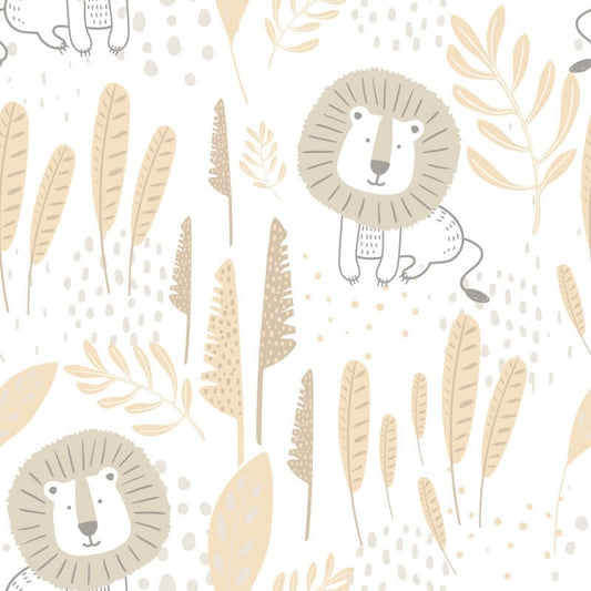 Happy Lion Wallpaper - Honey Mallow - Hoopla Walls - HWA1312W - Premier Wallcovering