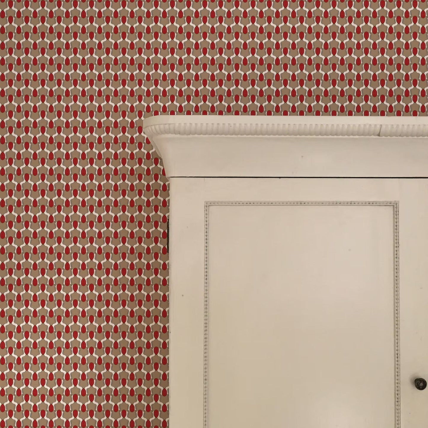 Happy People Wallpaper - Beige and Red - Ottoline - W/HAPPY/101/3 - Premier Wallcovering