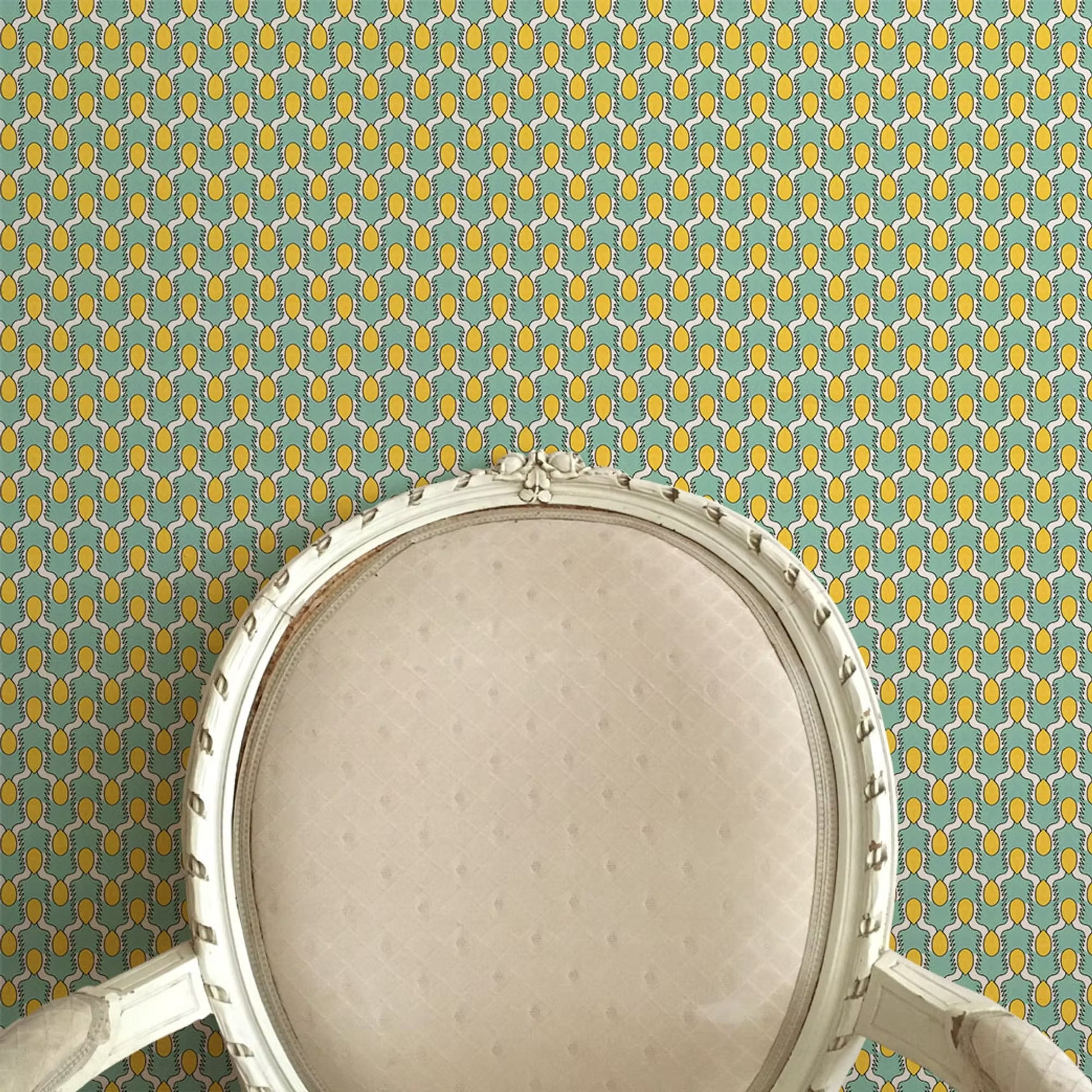 Happy People Wallpaper - Mint and Yellow - Ottoline - W/HAPPY/101/2 - Premier Wallcovering