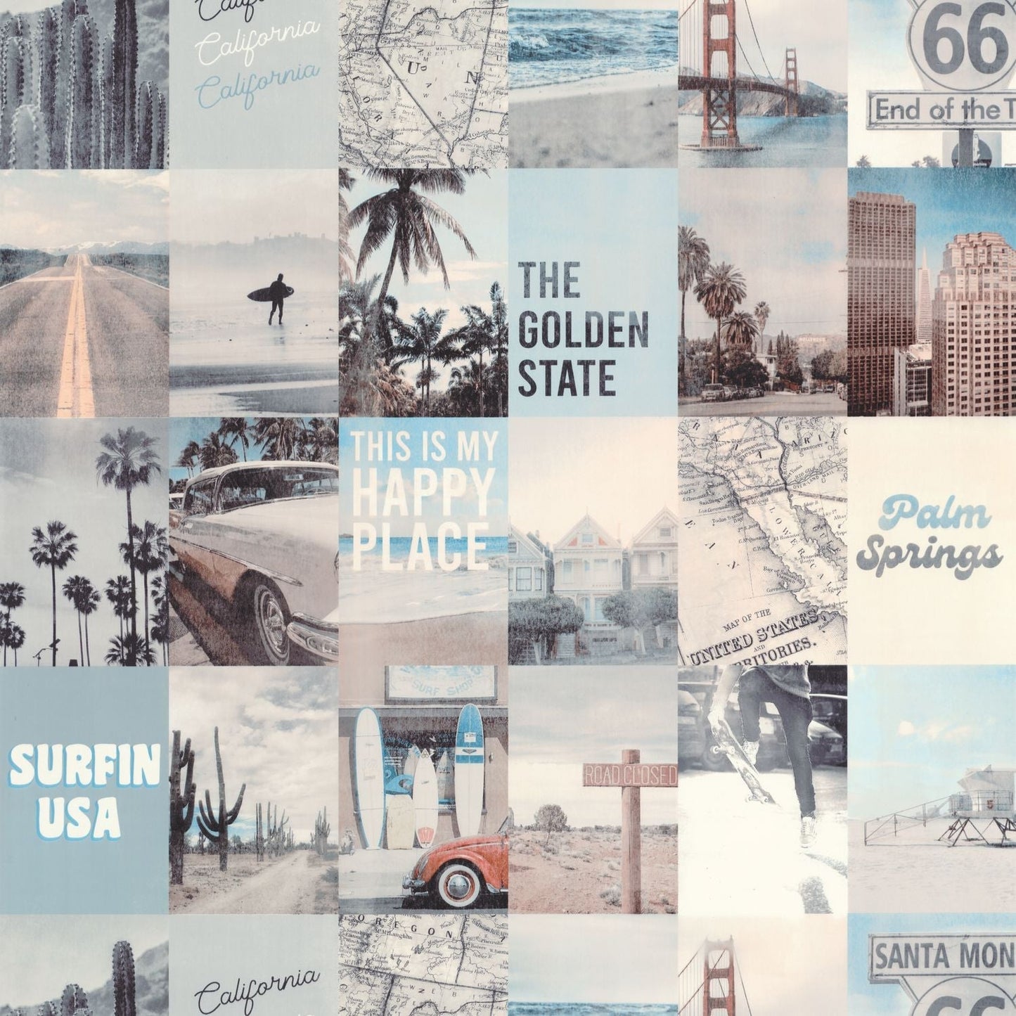 Happy Place Wallpaper - Bleu Gris - Caselio - 103346090 - Premier Wallcovering