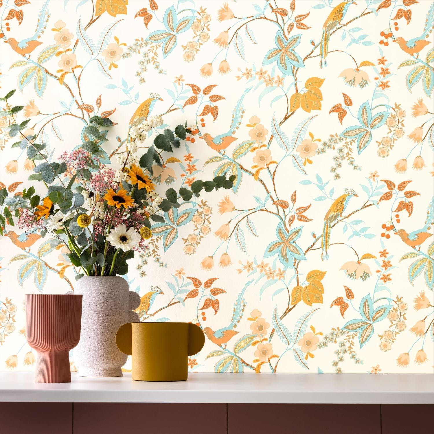 Happy Wallpaper - Orange Bleu Clair - Caselio - 104060354 - Premier Wallcovering