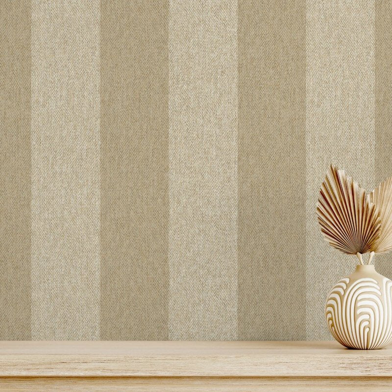 Harris Stripe Wallpaper - Natural - Crown - M1869 - Premier Wallcovering