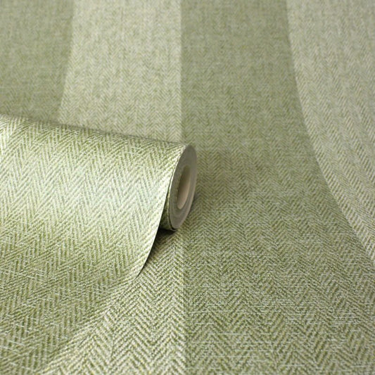 Harris Stripe Wallpaper - Green - Crown - M1866 - Premier Wallcovering