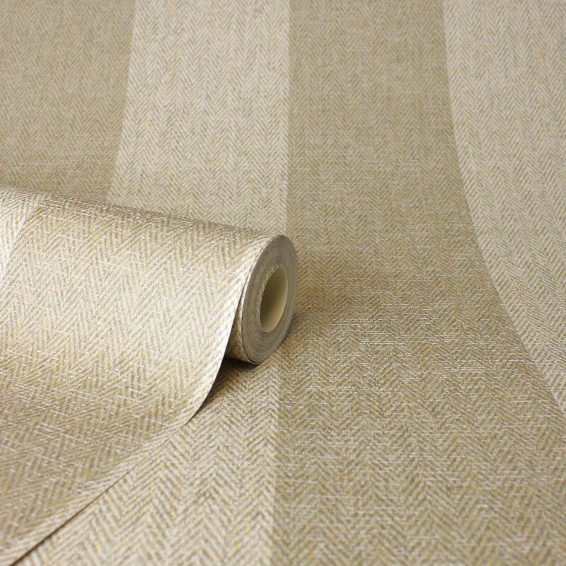 Harris Stripe Wallpaper - Natural - Crown - M1869 - Premier Wallcovering