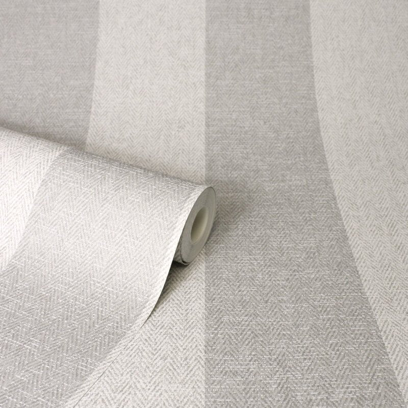 Harris Stripe Wallpaper - Soft Grey - Crown - M1872 - Premier Wallcovering