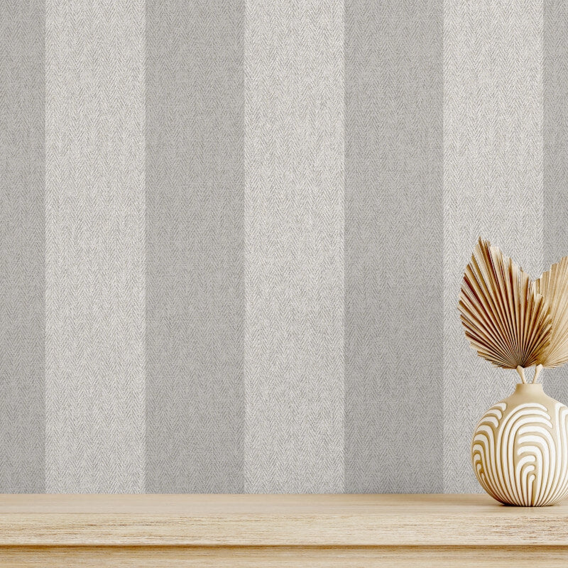 Harris Stripe Wallpaper - Soft Grey - Crown - M1872 - Premier Wallcovering
