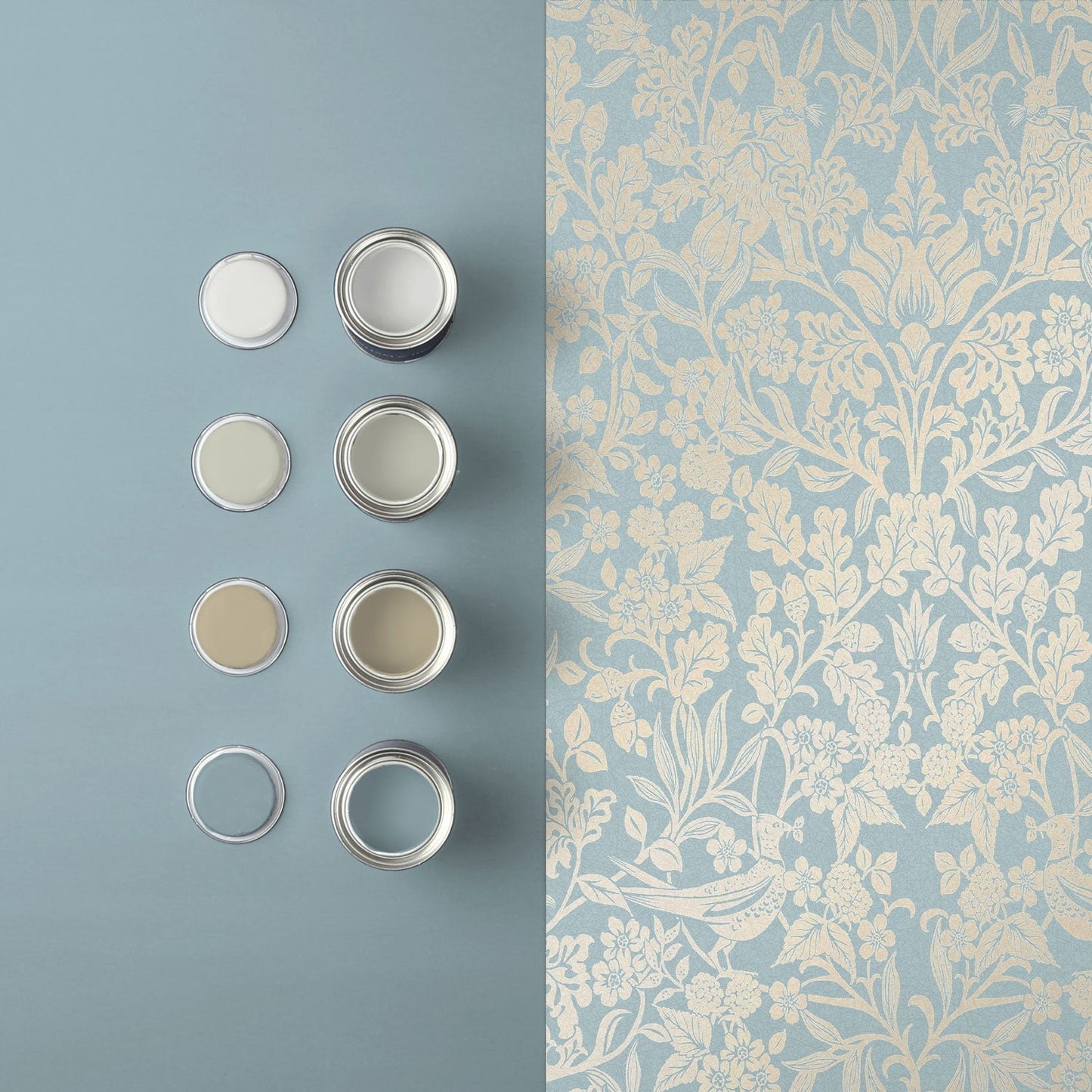 Hartley Damask Wallpaper - Light Blue - Graham & Brown - 120627 - Premier Wallcovering