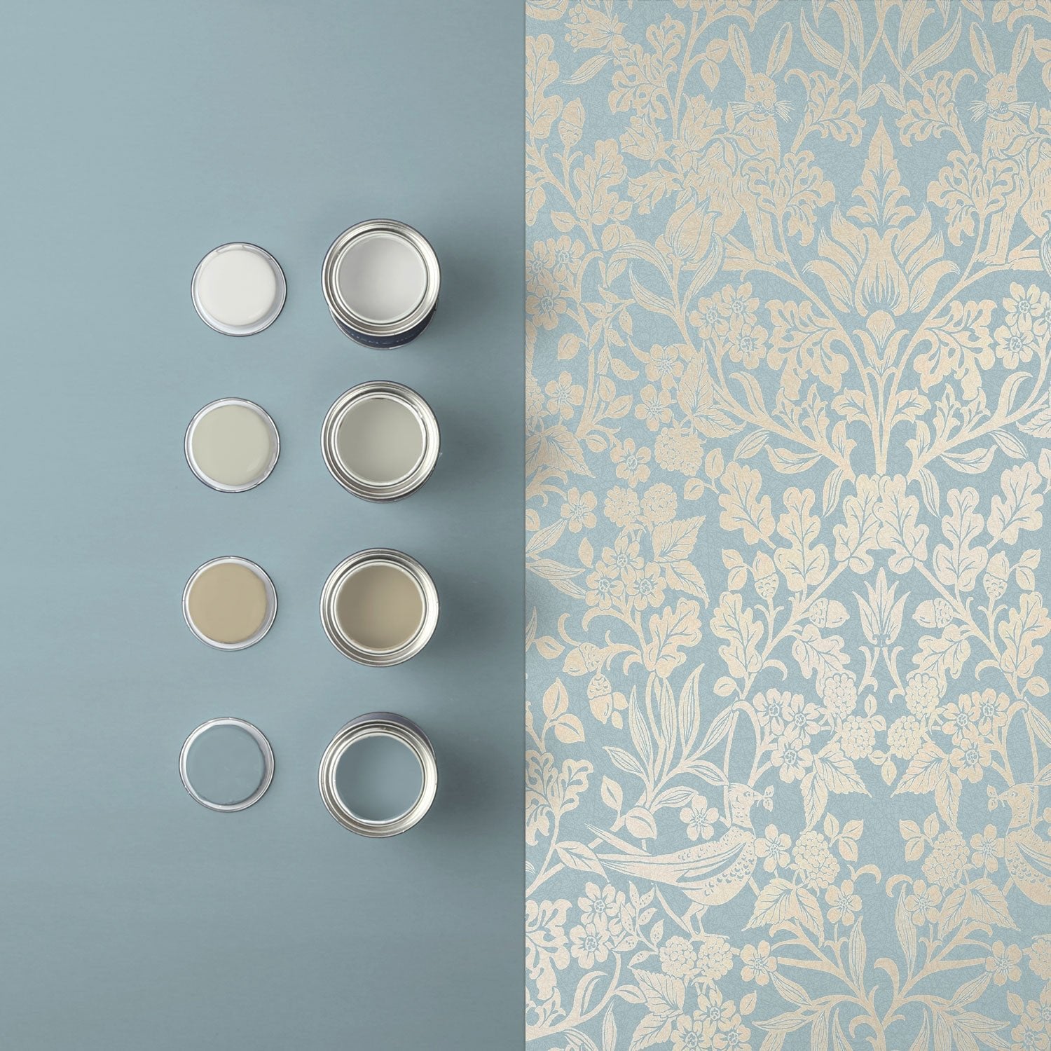 Hartley Damask Wallpaper - Light Blue - Graham & Brown - 120627 - Premier Wallcovering