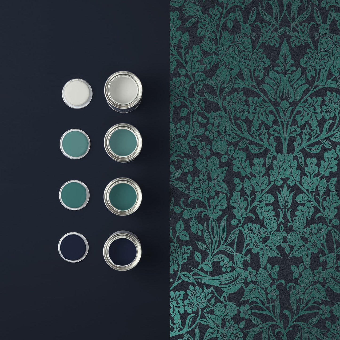 Hartley Damask Wallpaper - Teal - Graham & Brown - 120624 - Premier Wallcovering