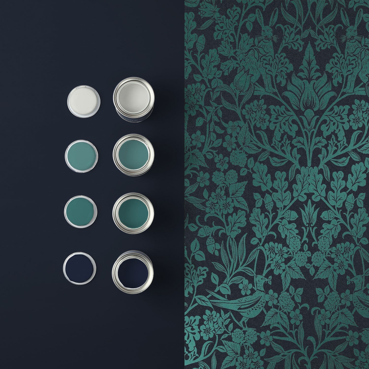 Hartley Damask Wallpaper - Teal - Graham & Brown - 120624 - Premier Wallcovering