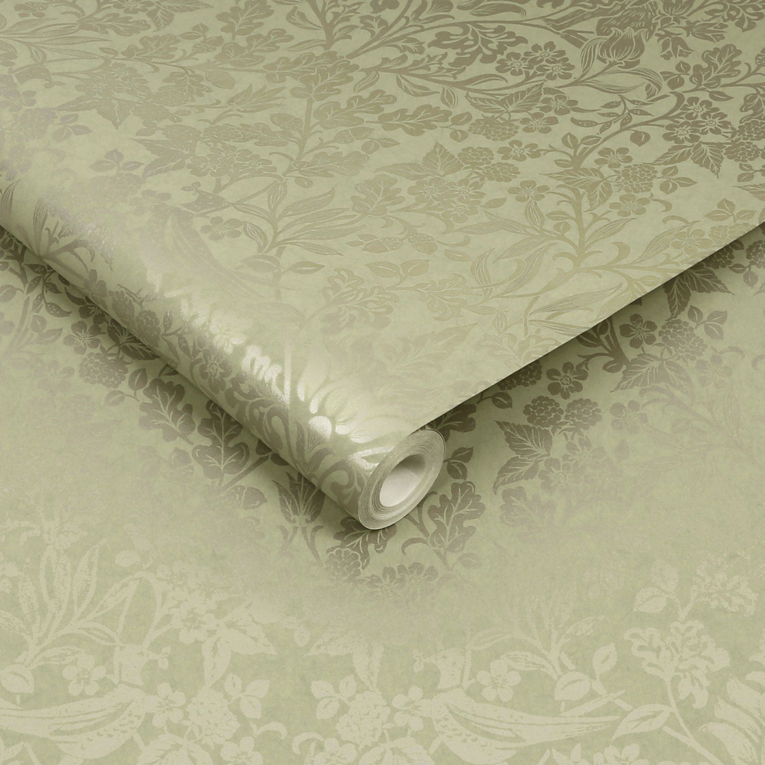 Hartley Damask Wallpaper - Sage - Graham & Brown - 120625 - Premier Wallcovering