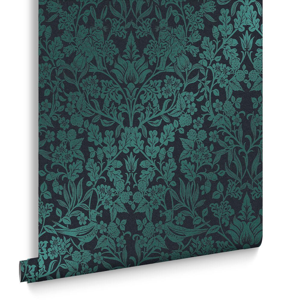 Hartley Damask Wallpaper - Teal - Graham & Brown - 120624 - Premier Wallcovering