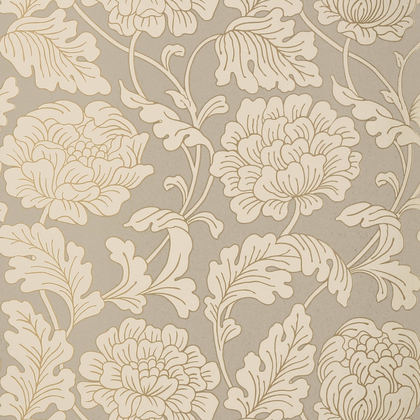 Hathaway Wallpaper - Pewter on Putty - Thibaut - T10076 - Premier Wallcovering