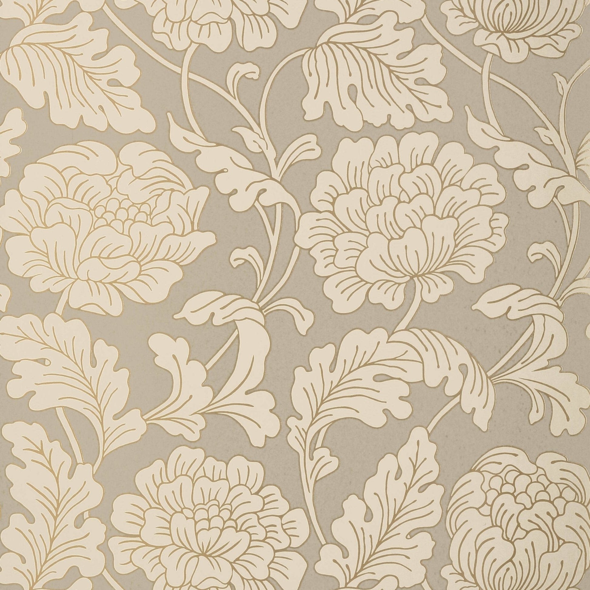 Hathaway Wallpaper - Pewter on Putty - Thibaut - T10076 - Premier Wallcovering