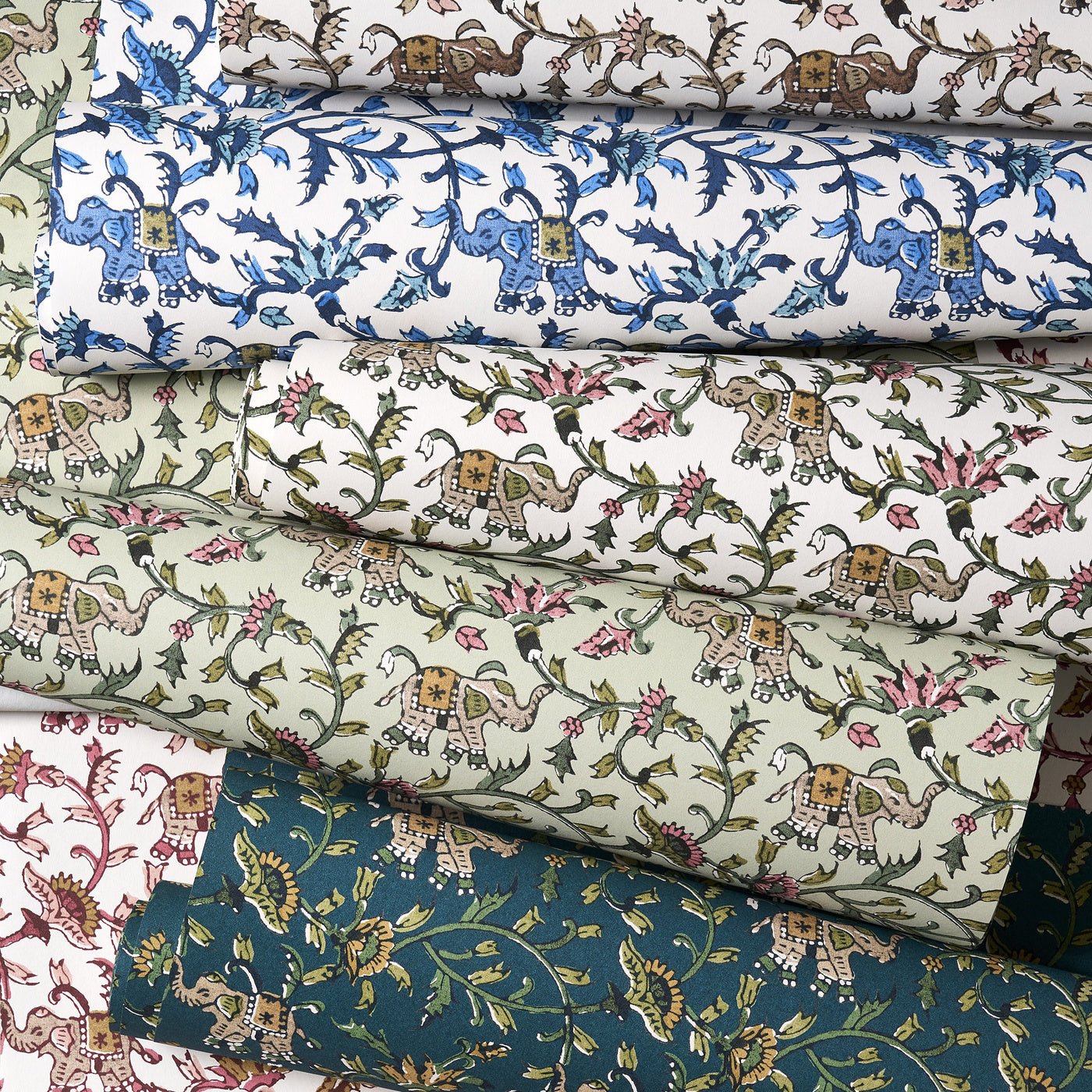 Hathi Wallpaper - Sage/Blush - Clarke & Clarke - W0236/05 - Premier Wallcovering