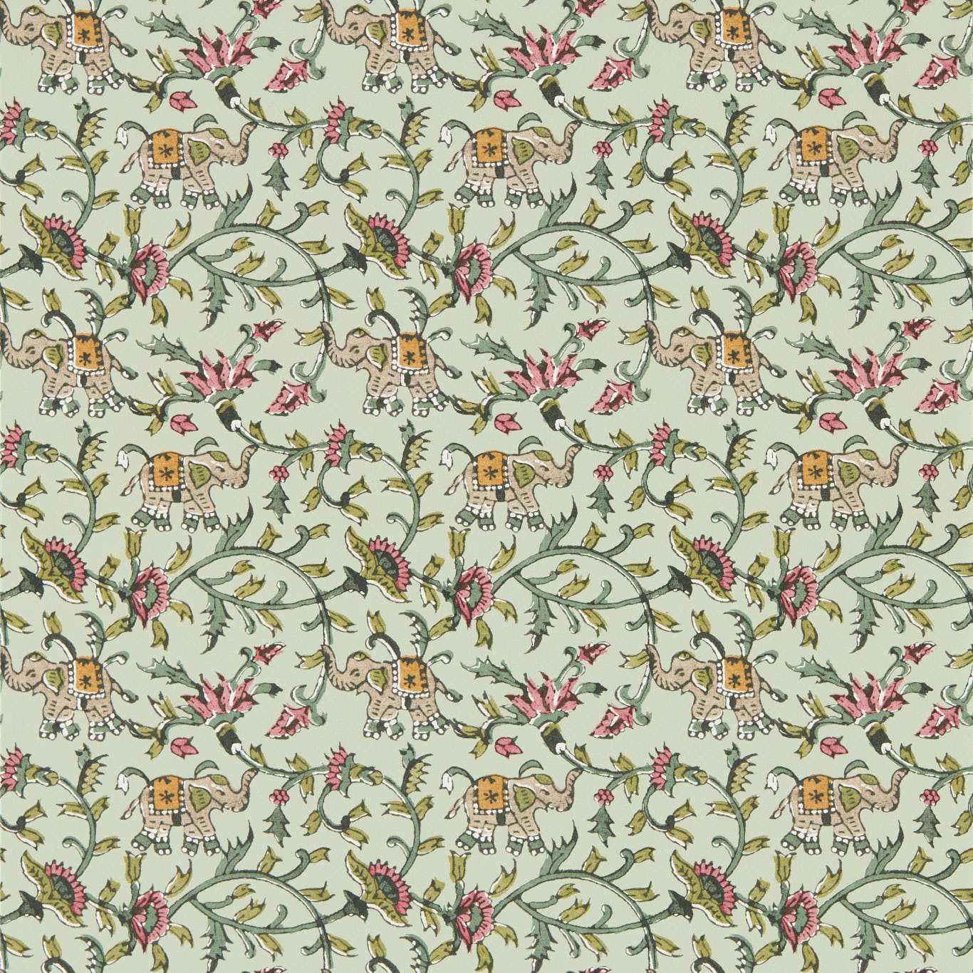 Hathi Wallpaper - Sage - Clarke & Clarke - W0236/04 - Premier Wallcovering