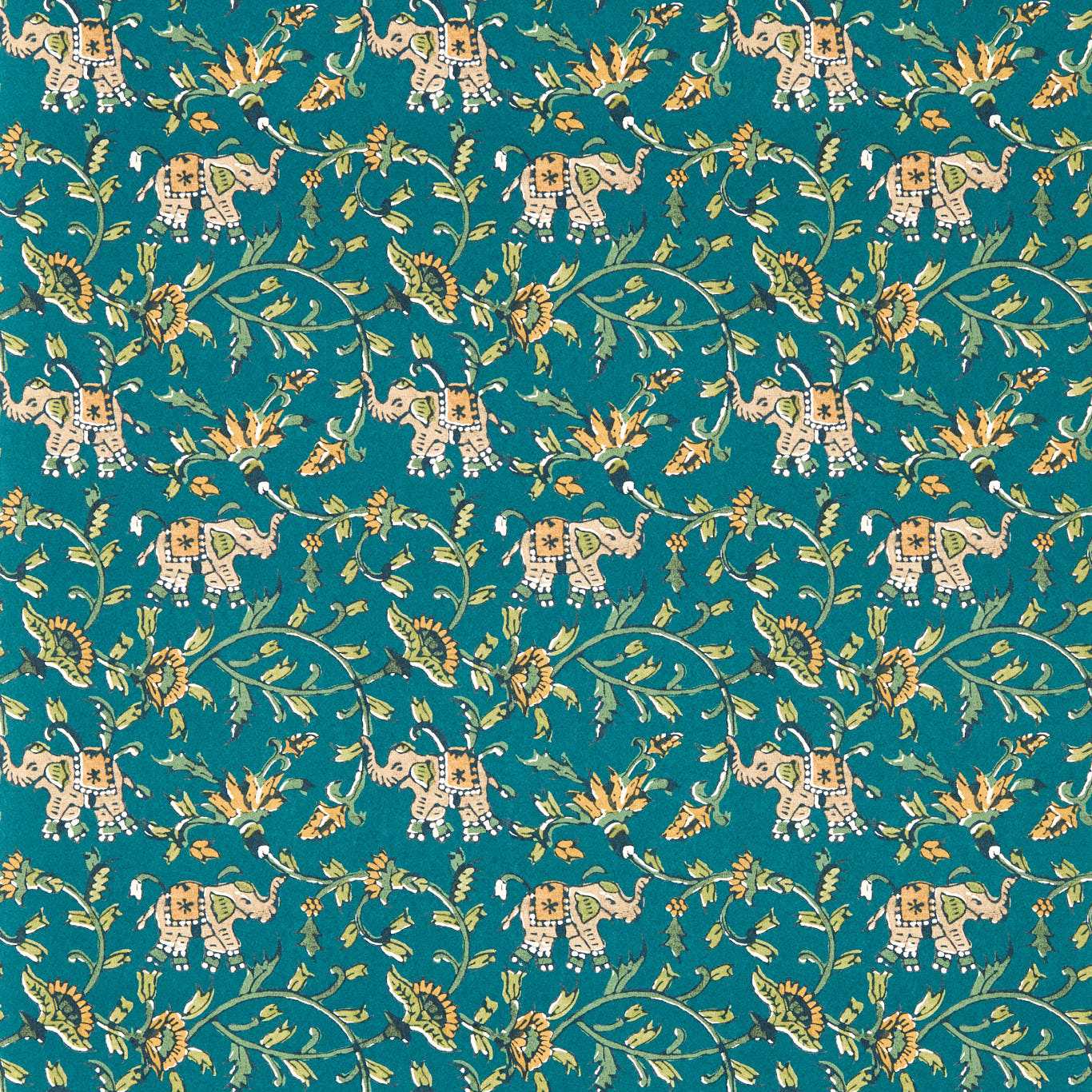 Hathi Wallpaper - Teal - Clarke & Clarke - W0236/06 - Premier Wallcovering