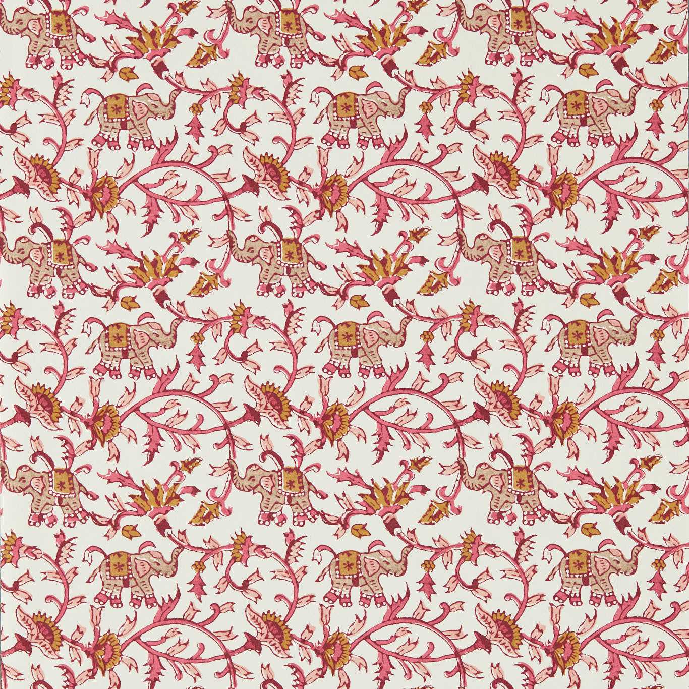 Hathi Wallpaper - Raspberry - Clarke & Clarke - W0236/03 - Premier Wallcovering
