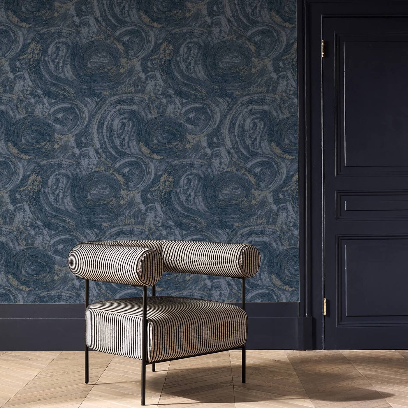 Hatoum Wallpaper - Ink/Gilver - Clarke & Clarke - W0222/02 - Premier Wallcovering