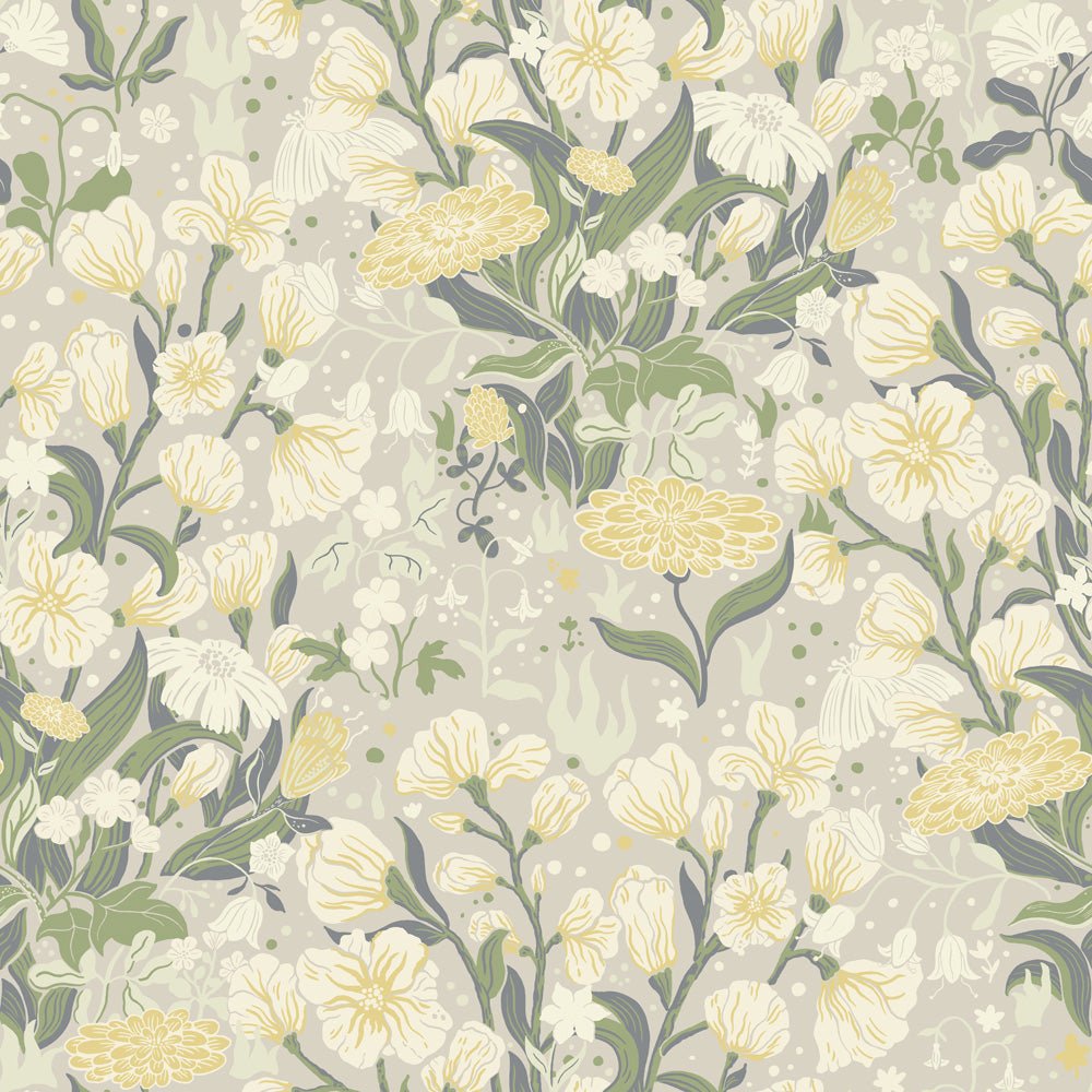Hava Wallpaper - Green & Light Yellow - Midbec - 22012 - Premier Wallcovering