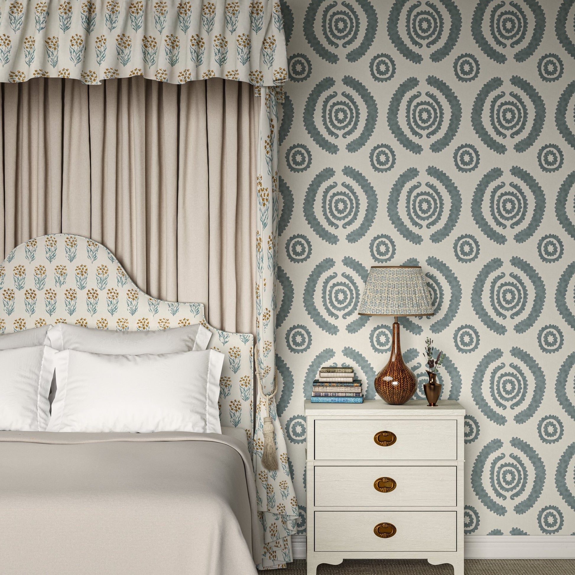 Haveli Wallpaper - Blue - Penny Morrison - HAVELI-BLUE - Premier Wallcovering