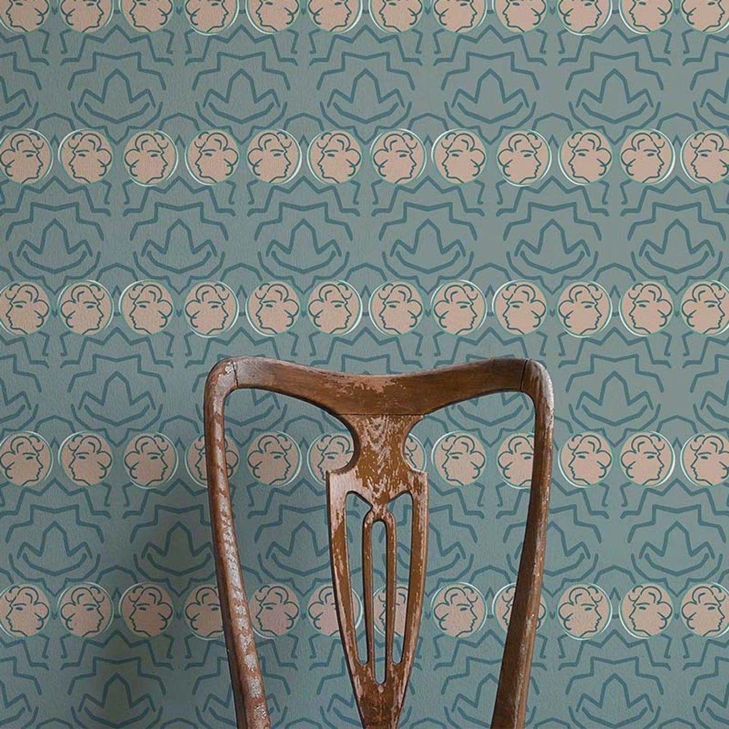 Having a Chat Wallpaper - Light Blue - Ottoline - W/HAC/101/1 - Premier Wallcovering