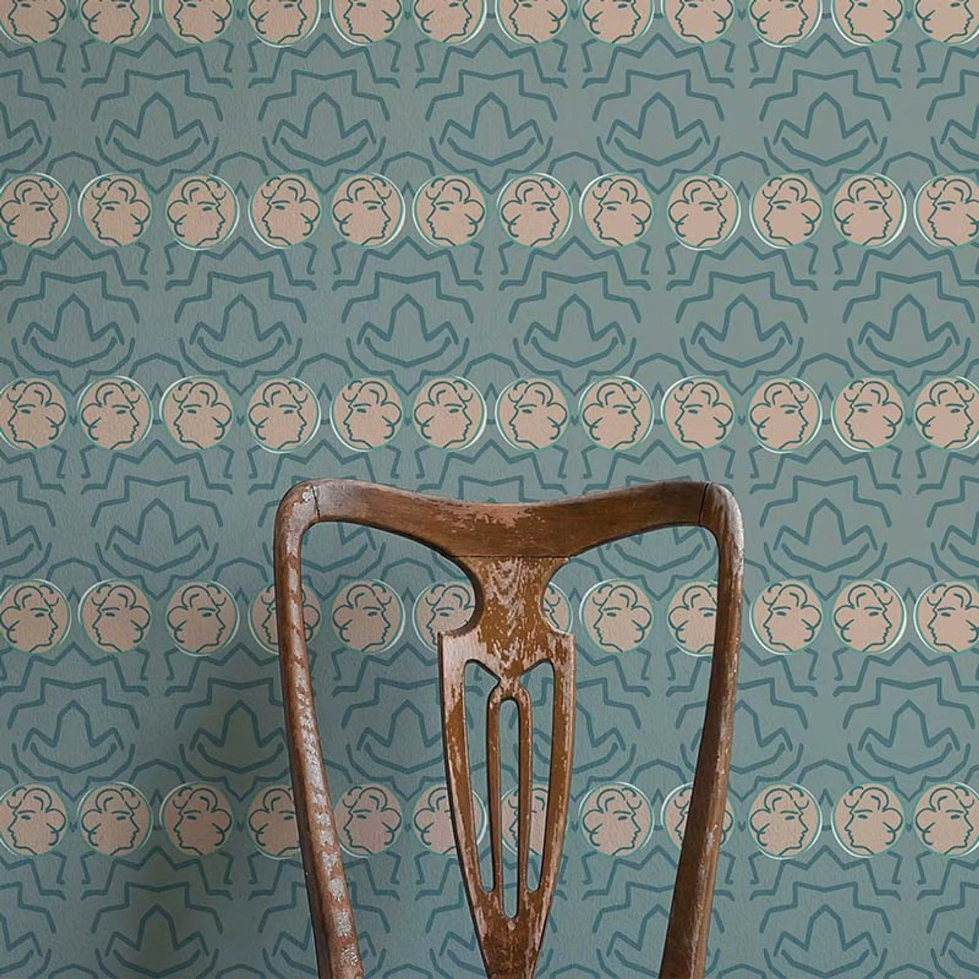 Having a Chat Wallpaper - Light Blue - Ottoline - W/HAC/101/1 - Premier Wallcovering