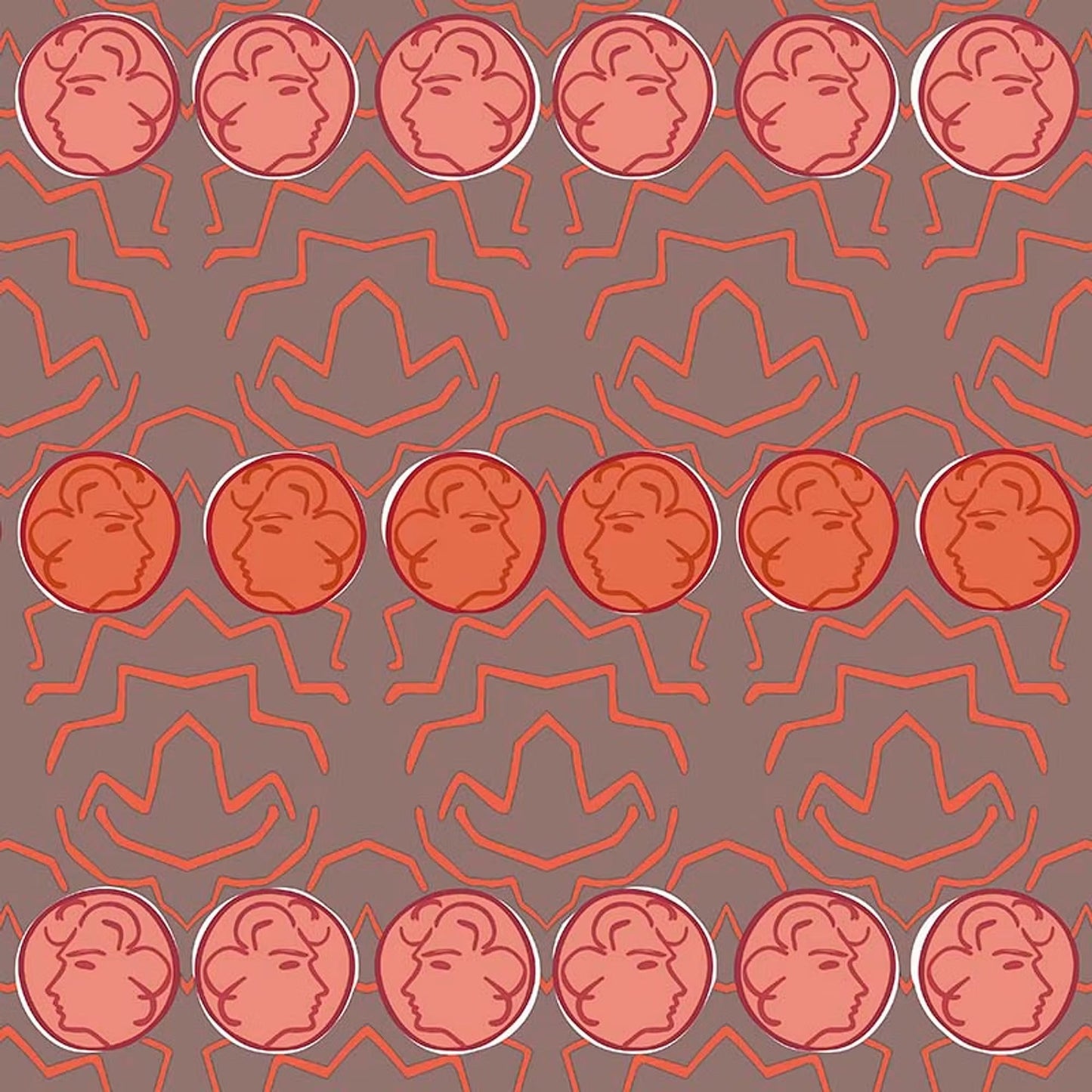 Having a Chat Wallpaper - Terra and Pink - Ottoline - W/HAC/101/3 - Premier Wallcovering