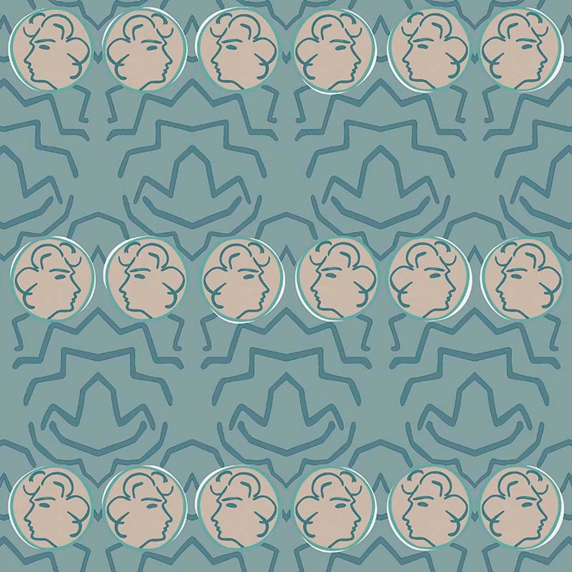 Having a Chat Wallpaper - Light Blue - Ottoline - W/HAC/101/1 - Premier Wallcovering