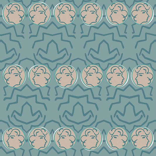 Having a Chat Wallpaper - Light Blue - Ottoline - W/HAC/101/1 - Premier Wallcovering