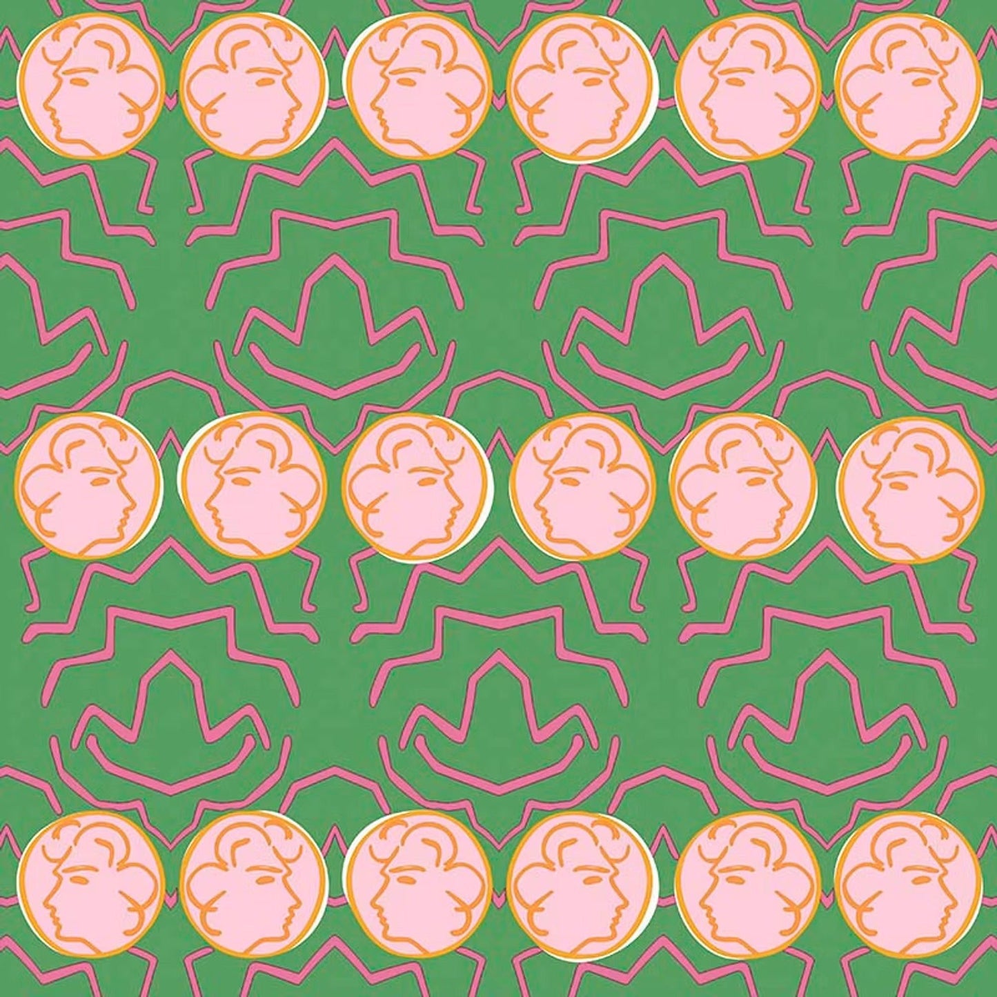 Having a Chat Wallpaper - Green and Pink - Ottoline - W/HAC/101/2 - Premier Wallcovering