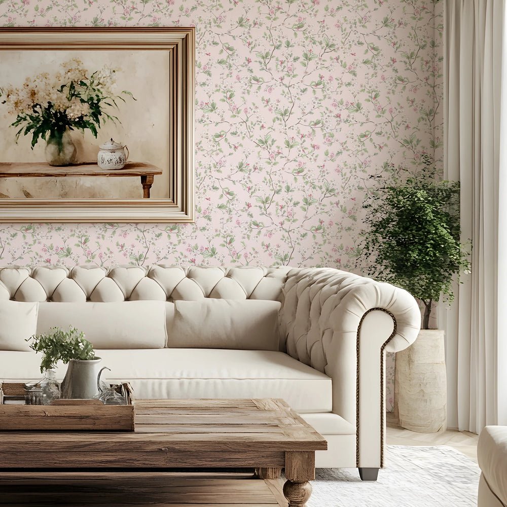 Hawthorn Blossom Wallpaper - Soft Pink - Lucie Annabel - LAN100426 - Premier Wallcovering