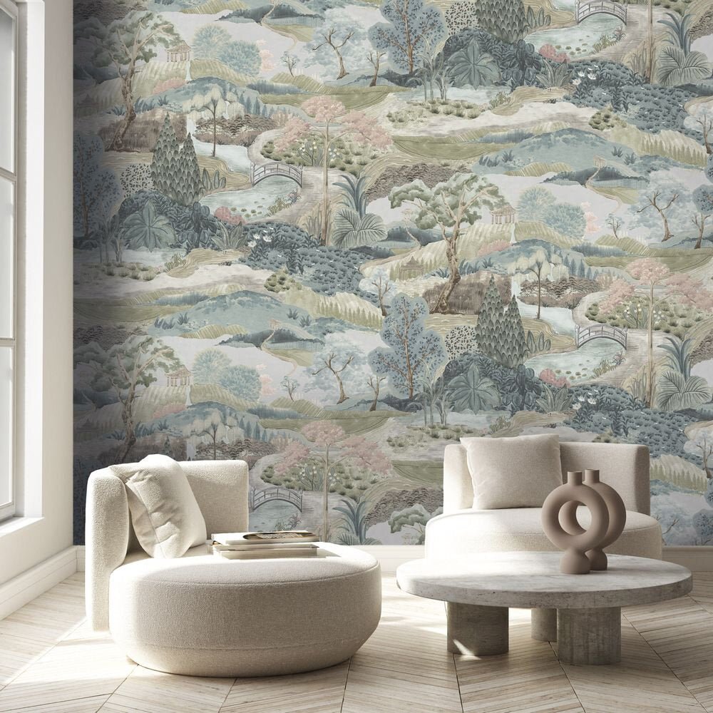 Hawthorne Hill Mural Wallpaper - Morning Tide - Timothy Wilman - TW2530 - Premier Wallcovering