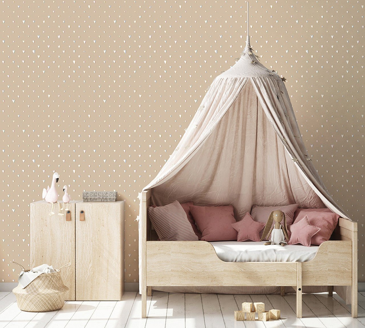Hearts Great Kids Wallpaper - Beige - Hohenberger - 26820 - Premier Wallcovering