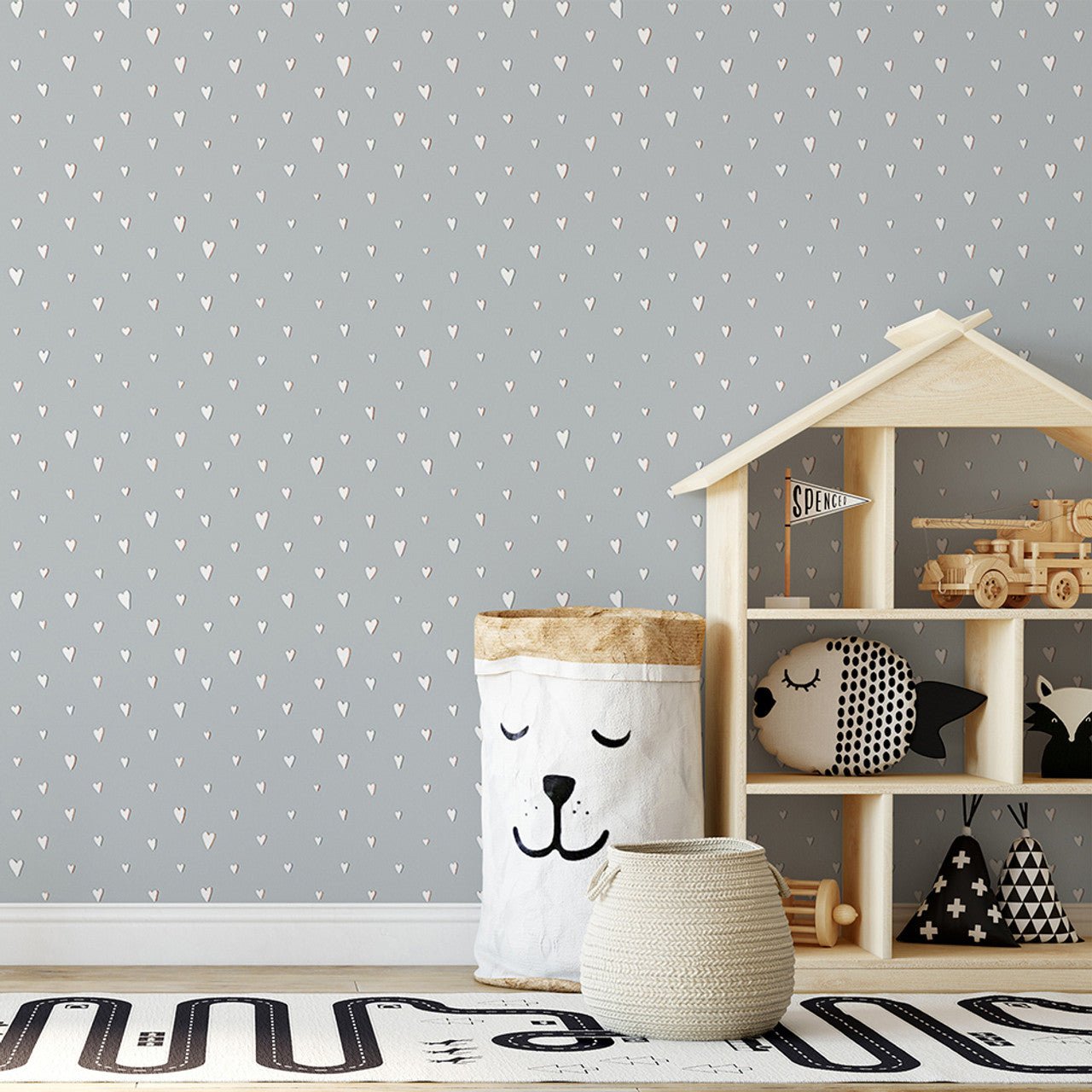 Hearts Great Kids Wallpaper - Light Blue - Hohenberger - 26819 - Premier Wallcovering